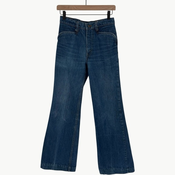Vintage 70s Levi’s Orange Label 20643 Patch Pocket Wide Leg Denim Jeans | Sz 29 - Picture 1 of 15
